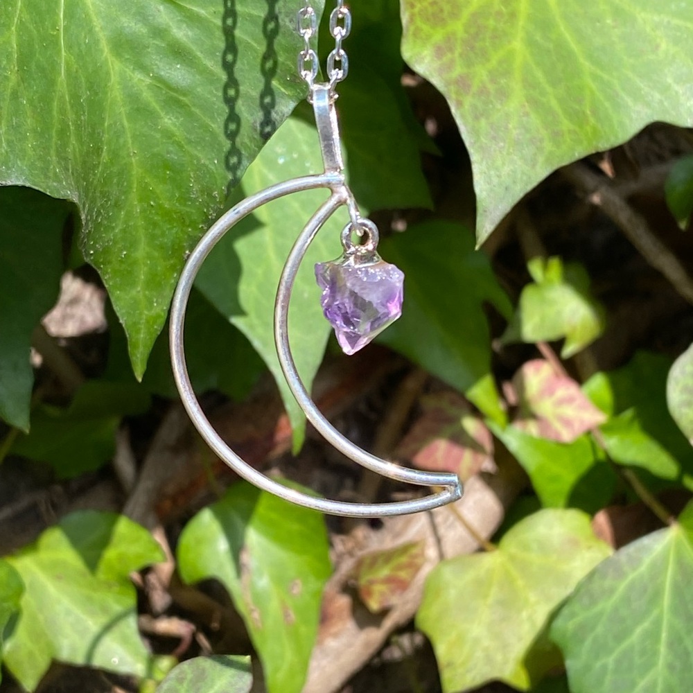 Amethyst Moon- Drop Pendant Necklace